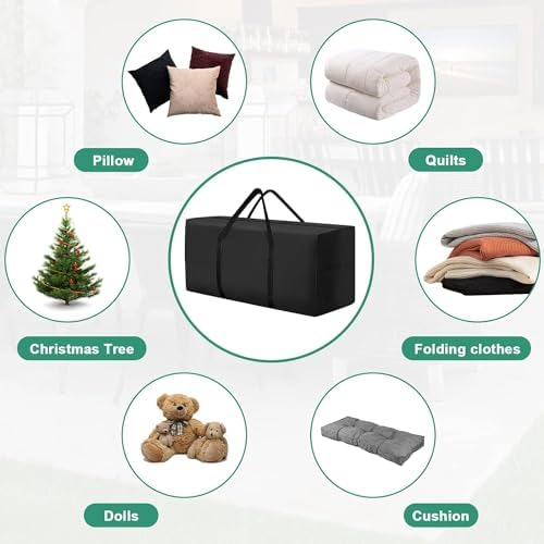 177 Gallon Outdoor Cushion Storage Bag 68 inch Extra Large Patio Furniture Cushion Storage Bag Waterproof Garden Cushion Storage Covers with Zipper and Handles Black (1 Pack, 68"L x 30"W x 20"H) - Image 4