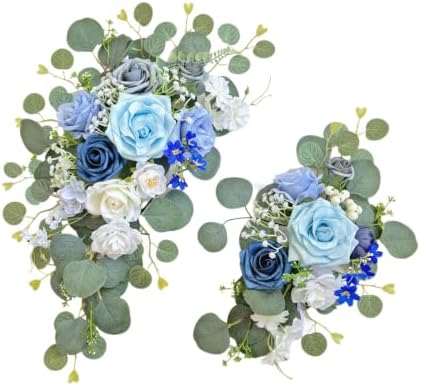 Odouzy Pack of 2 Wedding Arch, Artificial Flowers, Wedding Decor，Flower Garland Be Suited to Banquet, Party, Reception Entrance Welcome Sign and Background Decoration (Blue) by Odouzy