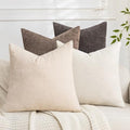 Set of 4 Soft Textured Decorative Throw Pillow Covers 24x24 Inch Cozy Farmhouse Cushion Cover Square Accent Pillow Cases for Bed Couch Sofa Living Room, Neutral by Cozoomy