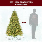 Treepool 6FT Prelit Artificial Christmas Tree, 1720 PE/PVC Tips, 400 Lights - Image 6