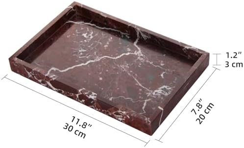 Marble Bathroom Vanity Tray, Rosso Lepanto, 12"x 8" x1.2" - Image 2