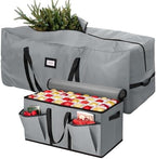 Hatisan 2Pcs Christmas Tree Storage Bag for 7.5ft Artificial Trees with Christmas Ornament Storage Box, Sturdy Waterproof Material, Zippered Bag, Stitched Reinforced Carry Handles(Grey, 7.5 ft) by Hatisan