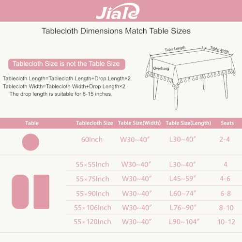 JIALE Gingham Table Cloth Rectangle Cotton Linen Fabric Gingham Tablecloth with Tassel Washable Wrinkle Free Buffalo Plaid Table Cover for Valentines Day Spring Picnic Kitchen Dining, Pink, 55x120 - Image 2