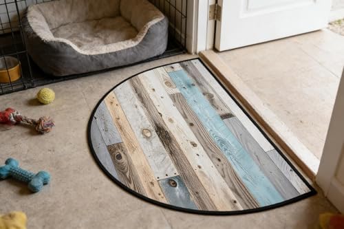 Retro Wooden Door Mat for Outdoor Indoor Welcome Mat Half Round Doormat Entryway Rug 24" x 36" Door Mats for Home - Image 7