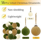XmasExp 36PCS Velvet Christmas Ornaments Set Mixed Flocked Balls Ornaments Shatterproof Christmas Tree Decorations for Holiday,Party,Home（Mixed） - Image 2