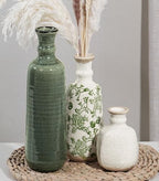 Ceramic Vase Set, 3Pcs Flower Vases for Modern Boho Farmhouse Decor, Decorative Vases for Pampas Grass & Dried Flowers, Distressed Finish by dreamloom