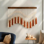 Megsv Macrame Wall Hanging Boho Tassel Art with Wooden Rod 45x32in by Megsv