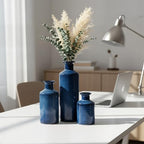 Mowtanco Blue Ceramic Vases Home Decor, 3 Small Modern Farmhouse Vases - Image 7