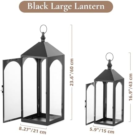 24" & 17" Large Outdoor Lantern for Patio Waterproof Porch Decor - Image 3