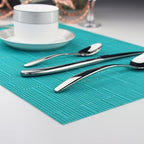 PIGCHCY Placemats Set of 12 Washable Durable Place Mats Vinyl Heat Resistant Non-Slip Table Mats Indoor Outdoor (Turquoise) - Image 4