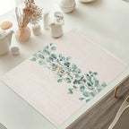 Cotton and Linen Eucalyptus Leaf Placemats Set of 8 Linen Place Mats Washable Table Mats Indoor/Outdoor Placemats for Dinging Table, 13 x 19 Inches - Image 2