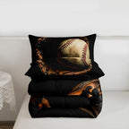 Erosebridal Baseball Comforter Set King Size Sports Game Bedding Baseball Player Duvet Insert for Kids Boys Teens Retro Style Quilt for Room Dorm Decorative, Brown Down Comforter - Image 7
