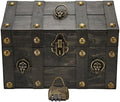 TeamSky Vintage Gray Wooden Storage Box with Lock, Jewelry Chest by Teamsky