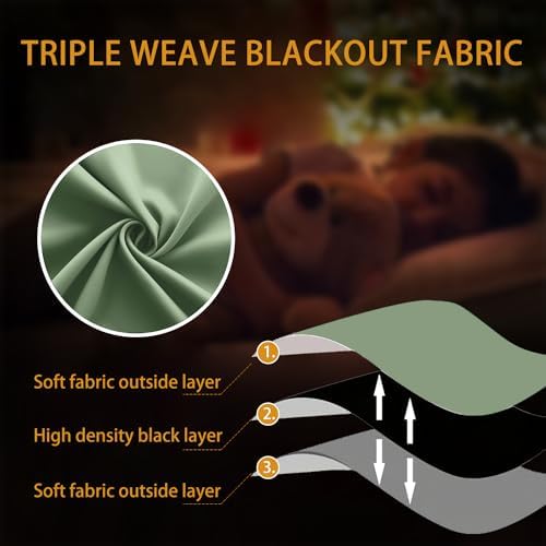 KOUFALL 96 Inch Long Curtains 1 Panel for Sliding Glass Doors, Blackout Extra Wide Thermal Grommet Blacked Out Curtains for Bedroom, 84 Inch Wide x 96 Inch Length, Sage Green - Image 7
