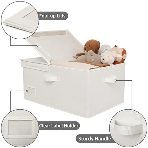 GRANNY SAYS Extra Large Storage Bins with Lids, Closet Bins, Ivory - Image 6