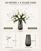 Cream White Neutral Fall Decor with Vase, Artificial Chrysanthemums Indoors - Image 2