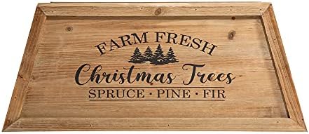 Glitzhome 26" L Natural Wooden Trapezoid Tree Collar, Rustic Christmas Trees Stand Cover Fresh Tree Ring for Home Festive Party Decor - Image 6
