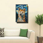 Metal Sign Tin Sign Vintage Wall Art Akita Under The Starry Sky Noble Dog in Night for Home Office and Seasonal Displays Waterproof Aluminum 6×8 Inches with Metal Frame - Image 2