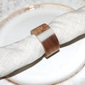 Wooden Napkin Rings Set of 8 for Dinning Table Decor - Acacia Wood Resin Napkin Holde for Cloth Napkin (Round Shape,Ivory Color) by JUSTEMI