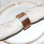 Wooden Napkin Rings Set of 8 for Dinning Table Decor - Acacia Wood Resin Napkin Holde for Cloth Napkin (Round Shape,Ivory Color) by JUSTEMI
