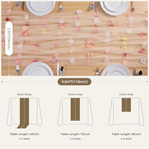 Goodluck 6pcs Table Runner with 3D Pastel Floral 28x118 Inch - Image 2