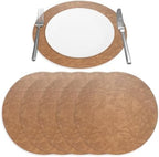 Placemats Set of 6 – Round 15” Faux Leather Table Mats for Dining, Heat Resistant & Non-Slip Washable Table Decor, Indoor, Outdoor, Dining Table Set for 6, Modern Kitchen & Holiday Use, Camel - Image 6