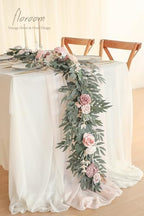 Floroom 6ft Artificial Eucalyptus Garland with Flowers Fake Greenery Faux Floral Vine Garland for Table Decor Wedding Centerpieces Bridal Shower Party Decorations, Garden Dusty Rose - Image 2