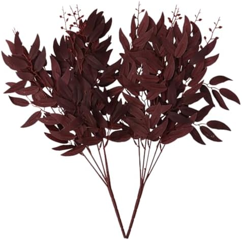 ABOOFAN 2pcs Shelf Plants Decor Artificial Plants Vine Garland Artificial Ivy Garland Party Willow Leaves Willow Leaves Ornament Home Willow Leaves Wicker Wreath Fake Leaves Red Flower Row, 55X30CM by ABOOFAN
