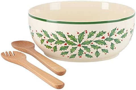 Lenox 853767 Holiday Salad Bowl & Servers, Christmas Hosting by Lenox