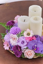 TINGE TIME Artificial Wedding Flower Combo, Rose Dahlia Purple Flowers - Image 4