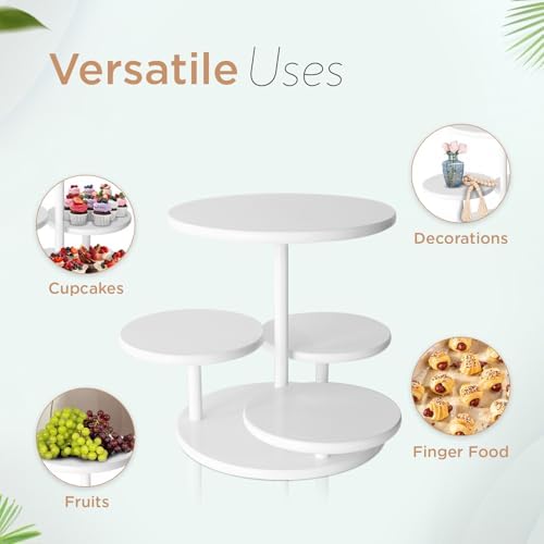 4 Tier Cupcake Stand, Halloween Cupcake Tier Stand 50 Cupcakes, Set of 4 Free Coasters, Cake Stands for Party, Birthday, Ideal for Tiered Cupcake Stand and Tiered Cake Stand Enthusiasts (White) - Image 5