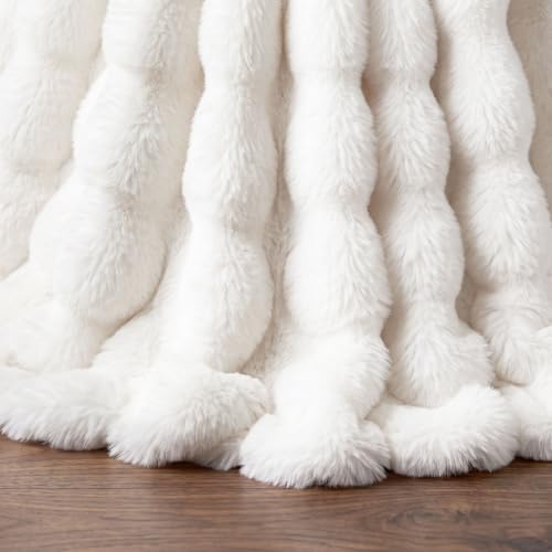 JOVIPOP Large Christmas Tree Skirt, 60-Inch White Faux Fur Decor - Image 6