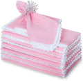 FINGERCRAFT Lace Cloth Napkins, Cotton Linen 12 Pack, 20x20 in, Pastel Rose by FINGERCRAFT
