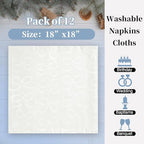 White Cloth Napkins Pack of 12, 18"x18" - Cotton & Polyester, Wrinkle/Fade Resistant, Washable & Reusable - Wedding Napkins for Reception, Jacquard Napkin for Banquet & Engagement Party, Bows Design - Image 4