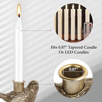 NIKKY HOME Vintage Gold Taper Candle Holders Set of 2, Bird Figurine Decor - Image 5