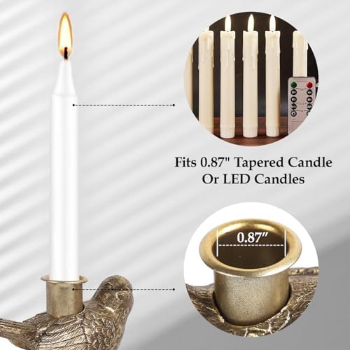 NIKKY HOME Vintage Gold Taper Candle Holders Set of 2, Bird Figurine Decor - Image 5