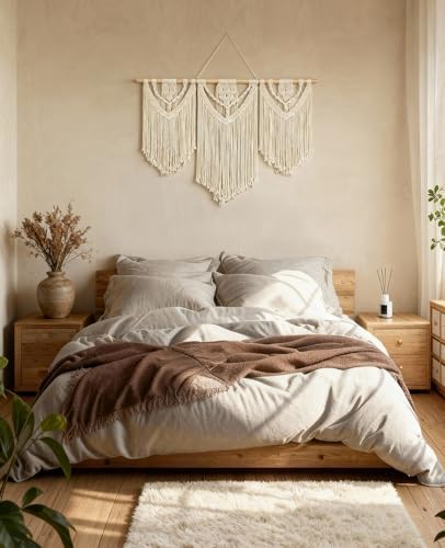 Tempospark Macrame Wall Hanging, 43"x32" Boho Wall Tapestry, Large Wall Art for Bedroom, Living Room, Dining Room, Nursery, Gallery, Office (Weave) - Image 2