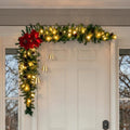 Christmas Door Decorations with LED Light, Poinsettias, Pinecones by Wavyknot