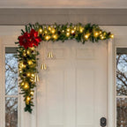 Christmas Door Decorations with LED Light, Poinsettias, Pinecones by Wavyknot