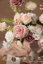 Ling's moment Artificial Pink Flowers Combo, Dusty Rose & Blush, Grand - Image 3