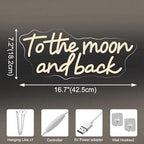 To the Moon and Back Neon Sign, Warm White LED Light for Bedroom Dimmable - Image 3