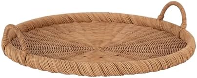 Kate and Laurel Cormont Modern Round Woven Rattan Tray with Handles; 23 Inch Diameter; Natural Rattan; Decorative Circle Boho Tray for Use as Versatile Ottoman Tray or Serving Platter by KateandLaurel