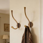 SAILING 3 Pack Coat Hooks - Antique Brass Coat Hooks Decorative Wall Hooks for Bathroom Living Room Bedroom Hanger for Robe Dressing Room Fitting Room - Image 5