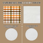 Autumn Gingham Cocktail Napkins Printed Airlaid Linen-Feel Disposable Hand Towels for Thanksgiving Fall Holiday Party Buffet & Dinner(80Pack) - Image 4