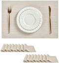 Leetaltree Beige White Placemats Set of 16 - Heat Resistant Non-Slip Place mats for Dining Table, Washable Durable PVC Vinyl Woven Table Mats(Beige White, 16) by Leetaltree-ArtatEveryTable