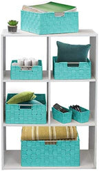 Sorbus Baskets for Organizing, 7-Piece Hand-Woven Storage Set (Aqua) - Image 6