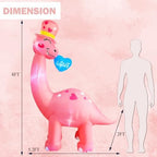 BLOWOUT FUN 8 Ft Valentine's Day Inflatable Dinosaur Light Up Decoration Blow Up Brachiosaurus for Birthday Wedding Anniversary Party Decor - Image 6