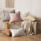 MIULEE Boho Linen Fringe Decorative Euro Throw Pillow Covers Pink 22x22 - Image 5