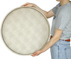 HofferRuffer Large Round Serving Tray 24'', Elegant Faux Leather Circle Ottoman Table Tray, Serve Tea Coffee Breakfast in Bedroom Living Room Kitchen (Cream White) - Image 5