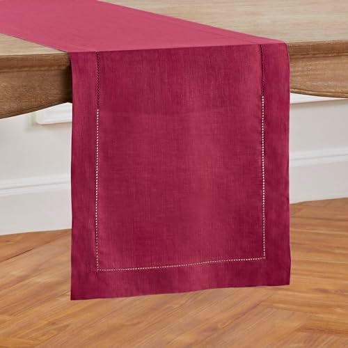 Solino Home 100% Pure Linen Table Runner Beet, Classic Hemstitch 14 x 72 in - Image 2